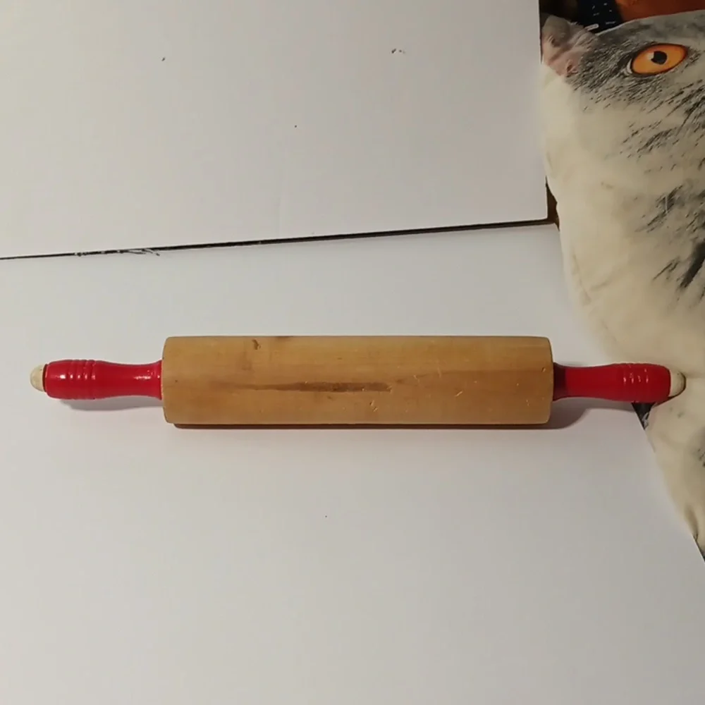 Vintage Rolling Pin with Red Handles Cottagecore Grandmacore Countrycore